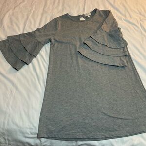 Simply Southern Heather Gray Ruffle Sleeve Tee Dress size L